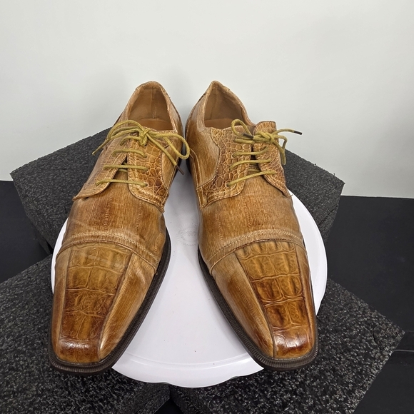 Lucio Ricci Tan Faux Crocodile Cap Toe Oxfords Men\'s 13 D Shoes main image 9